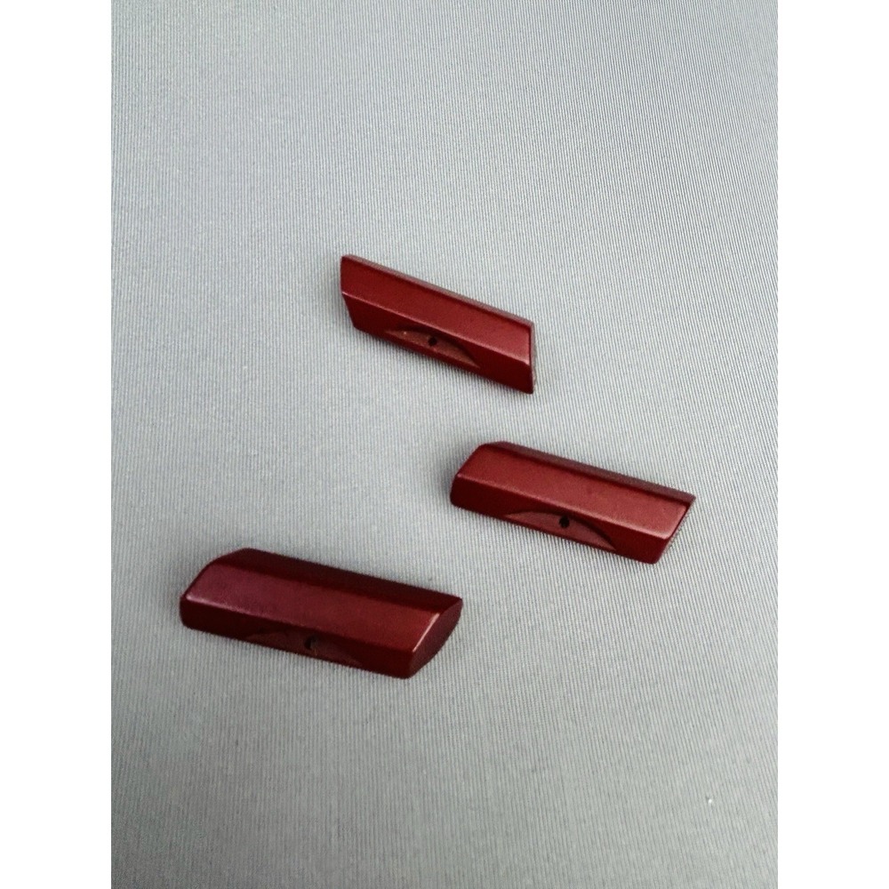 Vintage Dark Red Geometric Toggle Buttons Set Of 3 Possibly Bakelite